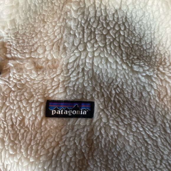 Patagonia Men's Woolyester Pile Fleece Hoodie in Cream and Olive - Picture 4 of 7